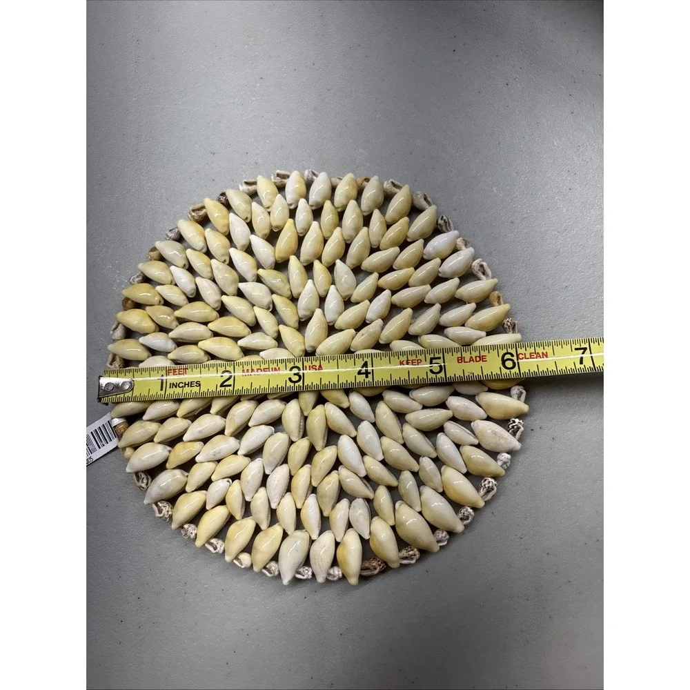 VTG Cowrie Seashell Shell Trivet Coaster Nautical Cottage Boho Wall Decor 6